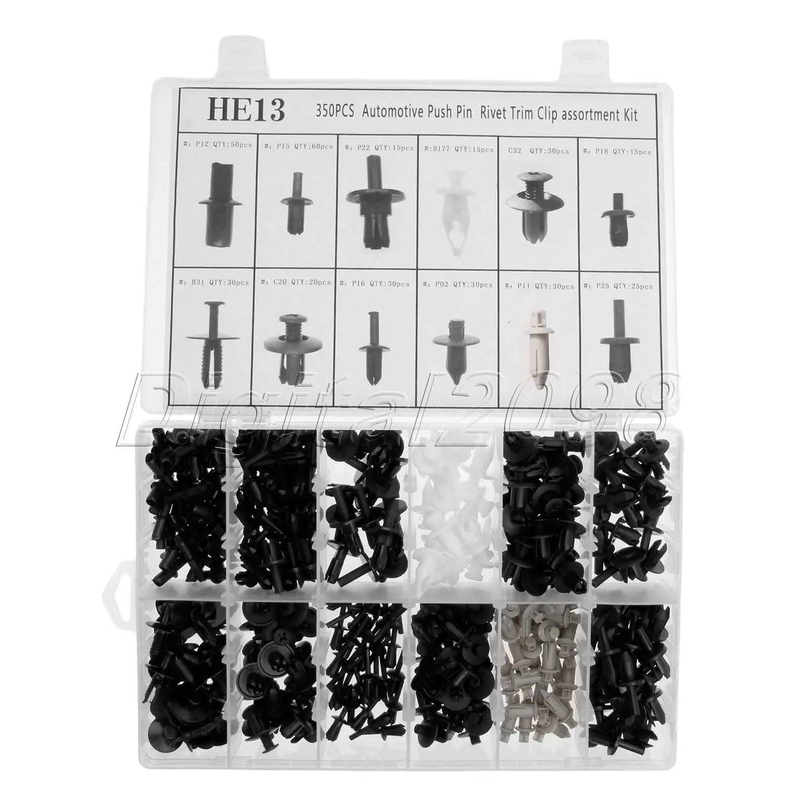 350Pc Fasteners Automotive Push Pin Rivet Trim Clip Body Interior