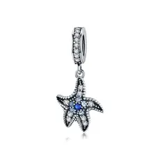 MOWIMO 925 пробы серебра в форме морской звезды Серьги Подвески ослепительно CZ бусины, подходят к оригиналу Pandora, Браслеты Цепочки и ожерелья DIY ювелирных изделий BKC1156