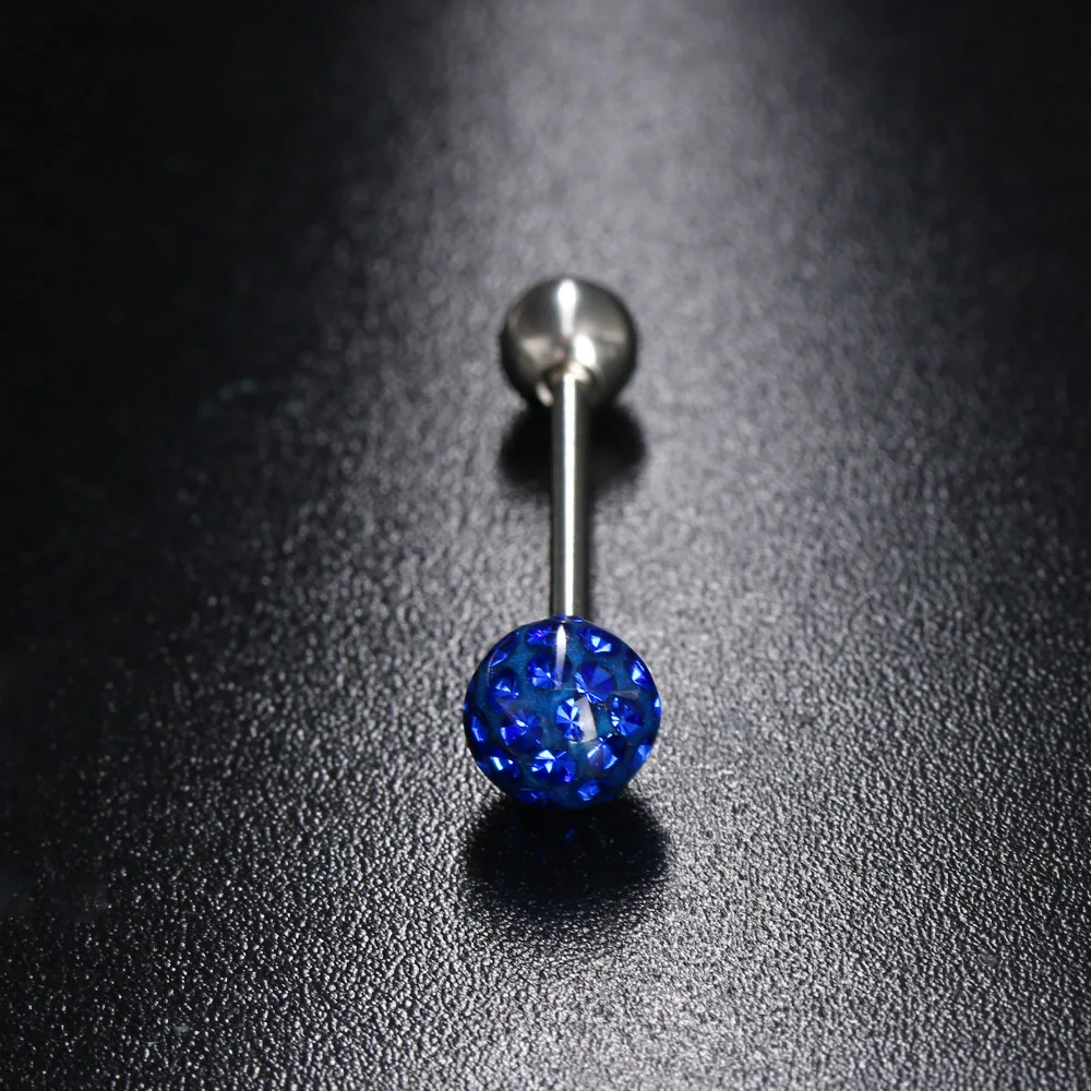 

1 Pcs Trendy Surgical Steel Crystal Ball Tongue Bars Ring Barbell Piercing Body Jewelry for Men Women Nice Gifts Cool