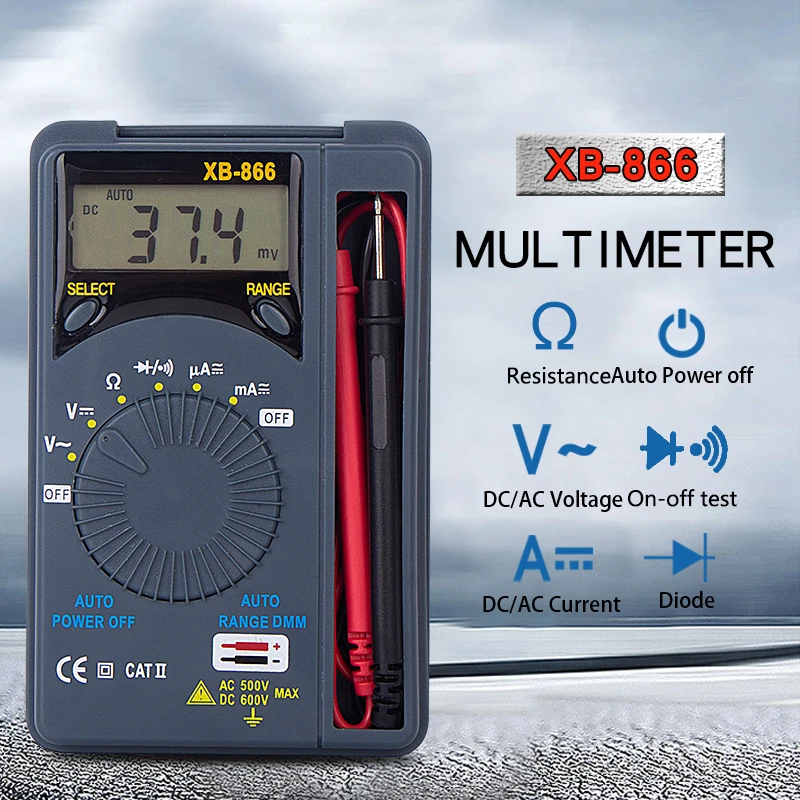 

HONEYTEK Mini Digital Multimeter With Temperature Continuity Test AC/DC Current Voltmeter Transistor Tester Digital multi meter