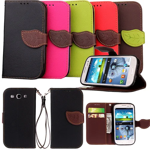 Leaf Design Wallet Leather Flip Case Cover for Samsung Galaxy I9300 S3 Cell Phone Cases with Stand | Мобильные телефоны и