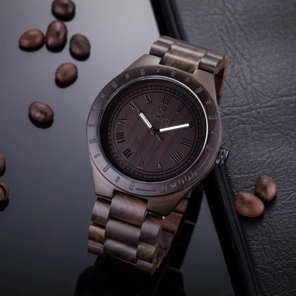 Uwood Экологичные сандалии деревянные часы Япония кварцевые движение для мужчин t водонепроницаемые деревянные наручные часы для мужчин модный подарок