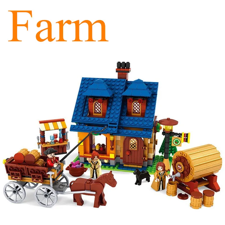 Online AIBOULLY Pertanian seri 686 pcs Anggur Rumah dengan kereta Blok Bangunan Set Anak anak Pendidikan Mainan h DIY 28704