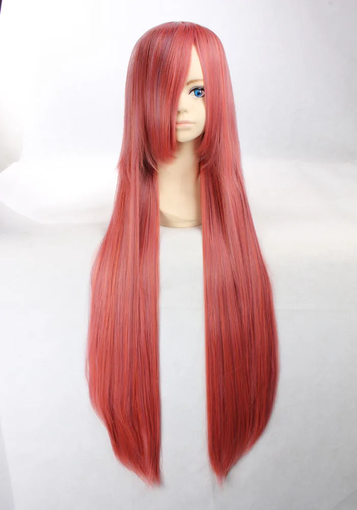 Hot Sell!!! High Quality Thick 100cm Long Straight Red Mix Blue Ombre Wig Cosplay |