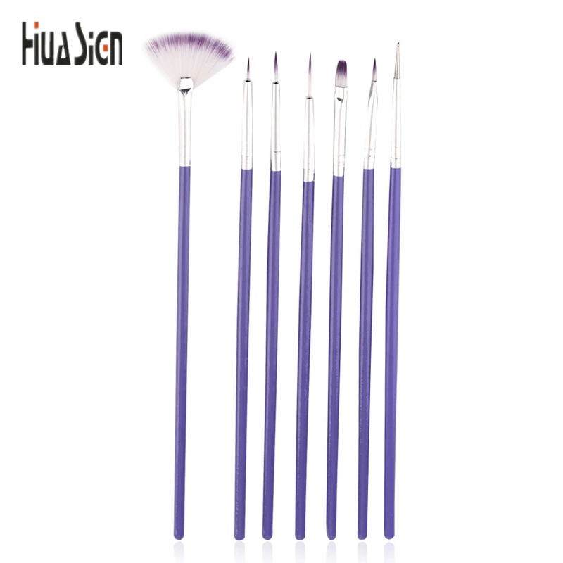 High Quality 7pcs/lot Purple Nail Brush For Nail Art Design Painting