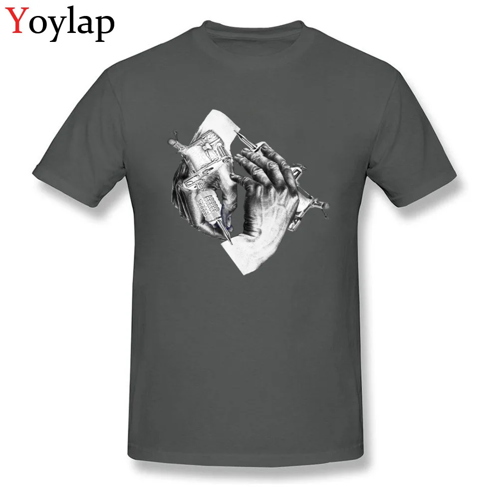 Casual Men Escher Tattoo T Shirt Wholesale Summer/Autumn Short Sleeve O-Neck All Cotton Tops Tees Funny Clothing Shirt carbon