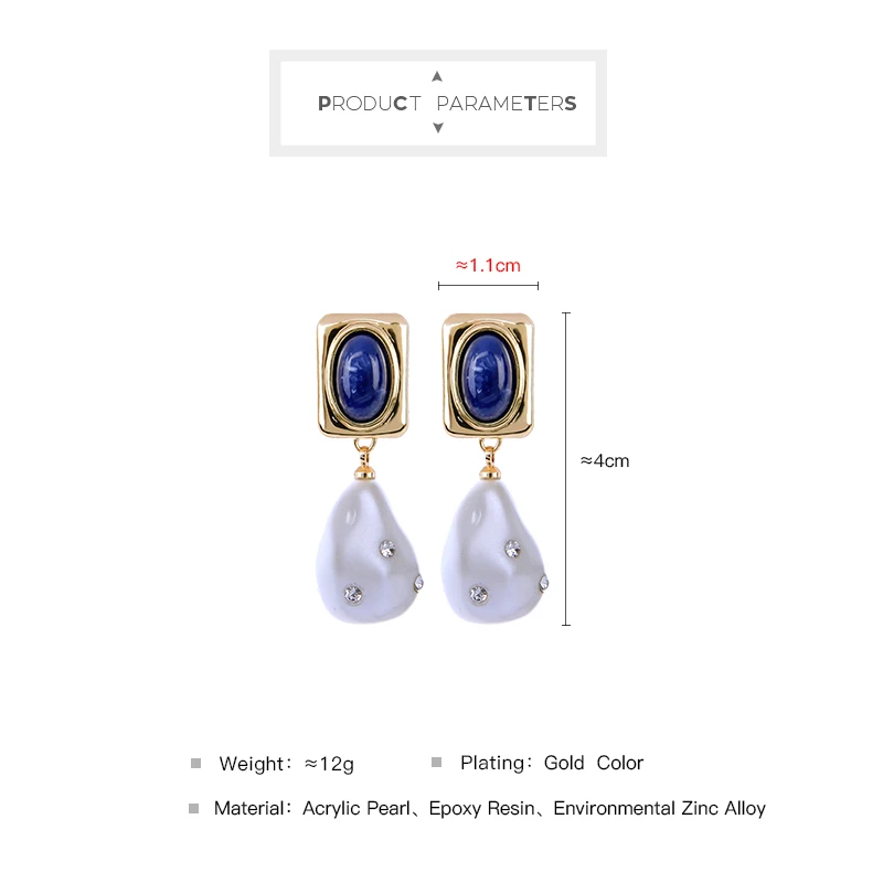 Модные Винтажные серьги с искусственным жемчугом для женщин wing yuk tak, синие геометрические массивные Серьги Brincos Bijoux, подарок, ювелирное изделие
