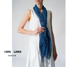 Linenll натуральные растительные красители ручной работы имеют кости традиционной растительности женский/мужской льняной шарф шаль
