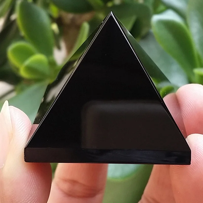 

HOT Natural Black Obsidian Quartz Crystal Gift Home Decor Pyramid Healing Crystal Crafts NDS66