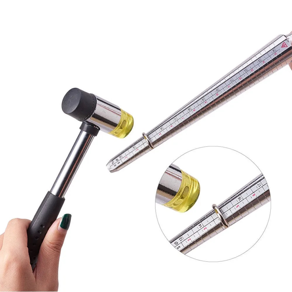

High Quality Jewelry Tools 4pcs/Set Ring Enlarger Stick Mandrel Handle Hammers Ring Sizer Finger Measuring Stick 25~28cm/1.1cm