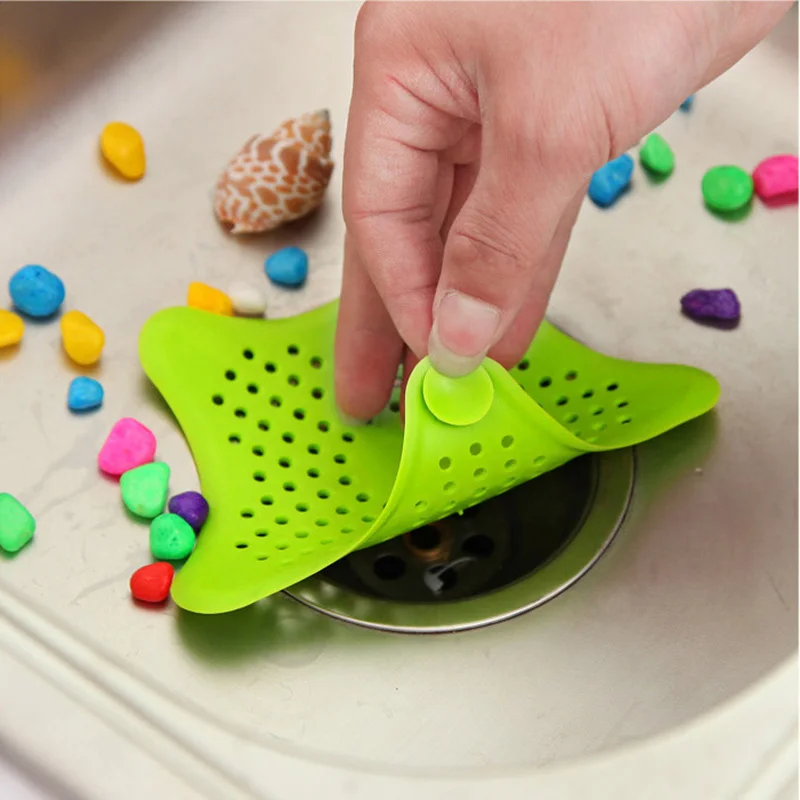 Five-pointed Star Filter Drain hair Catcher Cover shower filter Kitchen Bath Sewer Sink Waste Strainer Filter 5 Color Optional