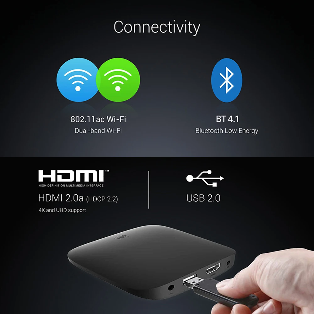  Xiaomi TV Box 3 Smart Android 8.0 4K Ultra HD 8GB WiFi Bluetooth Multi-language DTS Dolby TV Smart 