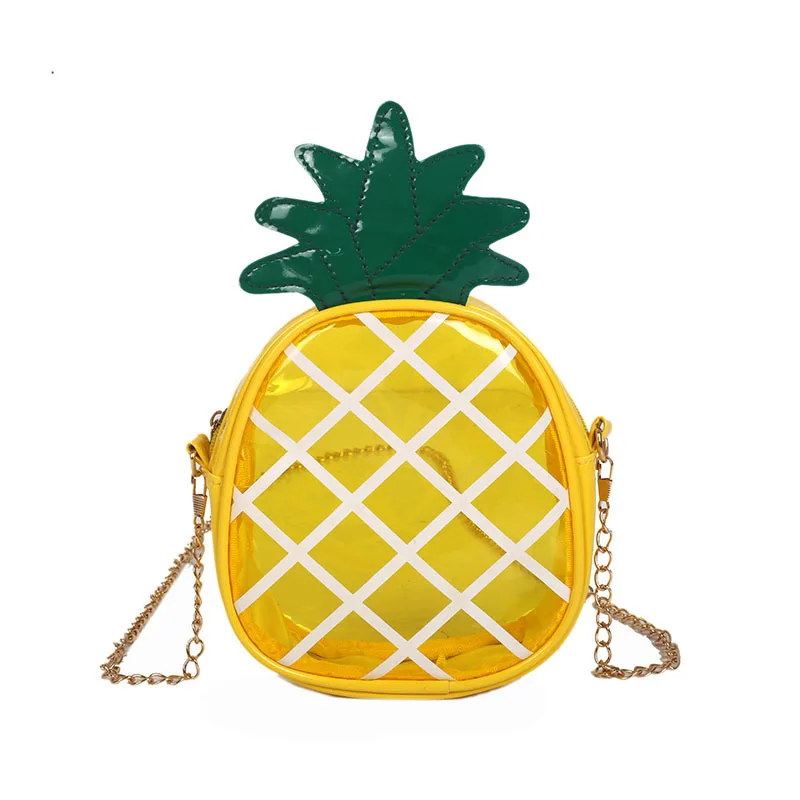 

New Cute Cartoon Transparent Jelly Pineapple Wrapped Beach Chain Single Shoulder Across Small Change Mobile Phone Bag