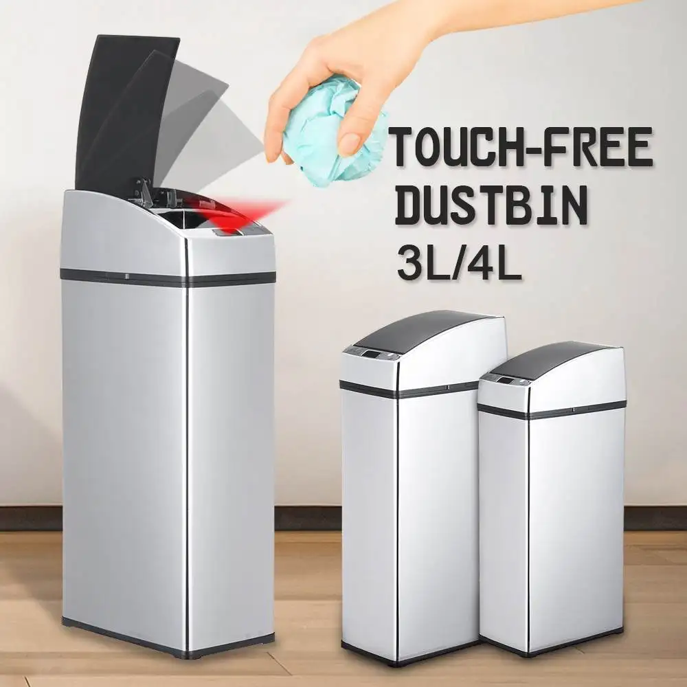 

3L/4L Automatic Sensor Dustbin Smart Sensor Trash Can Induction Waste Bin Can Dustbin Touchless Stainless Steel for Kitchen