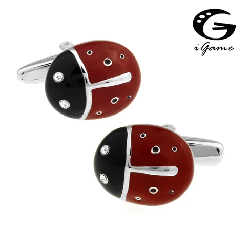 

iGame Factory Price Retail Novelty Cufflinks For Men Fashion Copper Material Red Ladybug Design Cuff Links Free Shipping