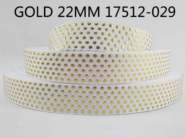 

7/8" gold dot printed Grosgrain ribbon DIY headwear ribbon garment accessories,50Y17512