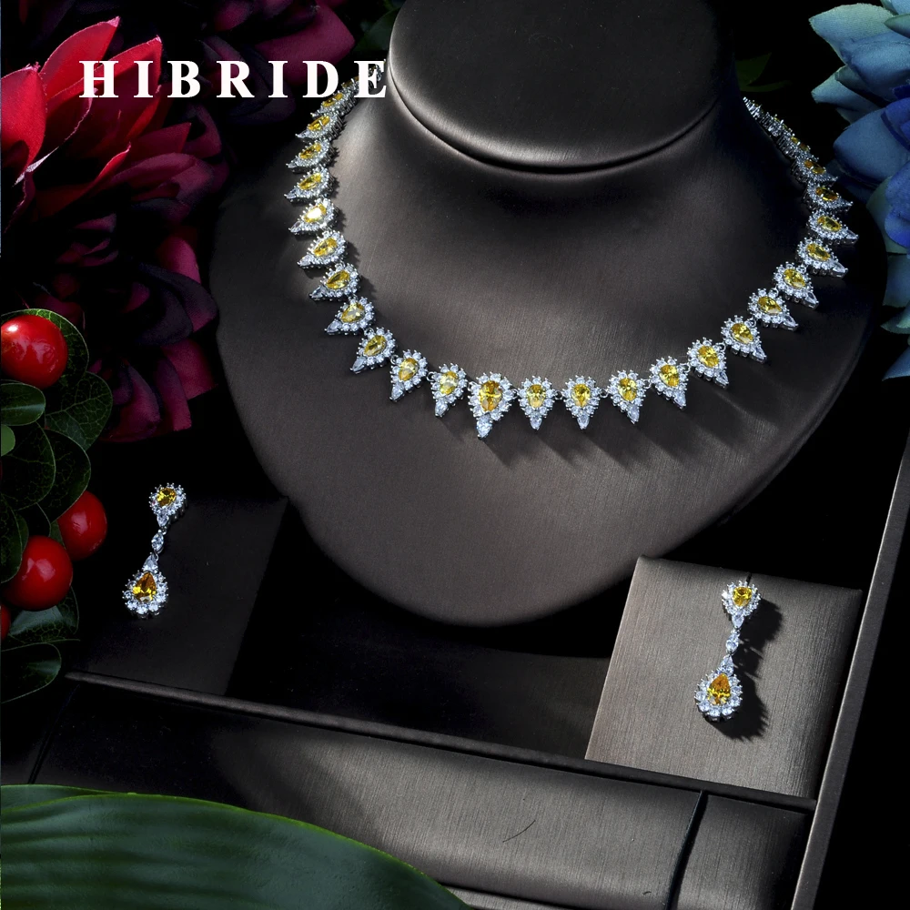 Эксклюзивное роскошное ожерелье HIBRIDE с фианитом класса ААА серьги подвески 2 шт.