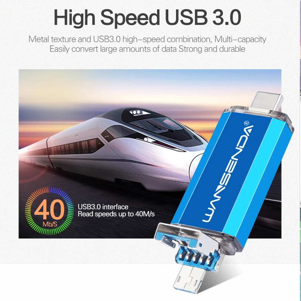 WANSENDA 3 в 1 флеш накопитель USB 0 и type C OTG Micro флешки 256 ГБ 128 Гб 64 32 16 ручка Memory Stick для PC|USB