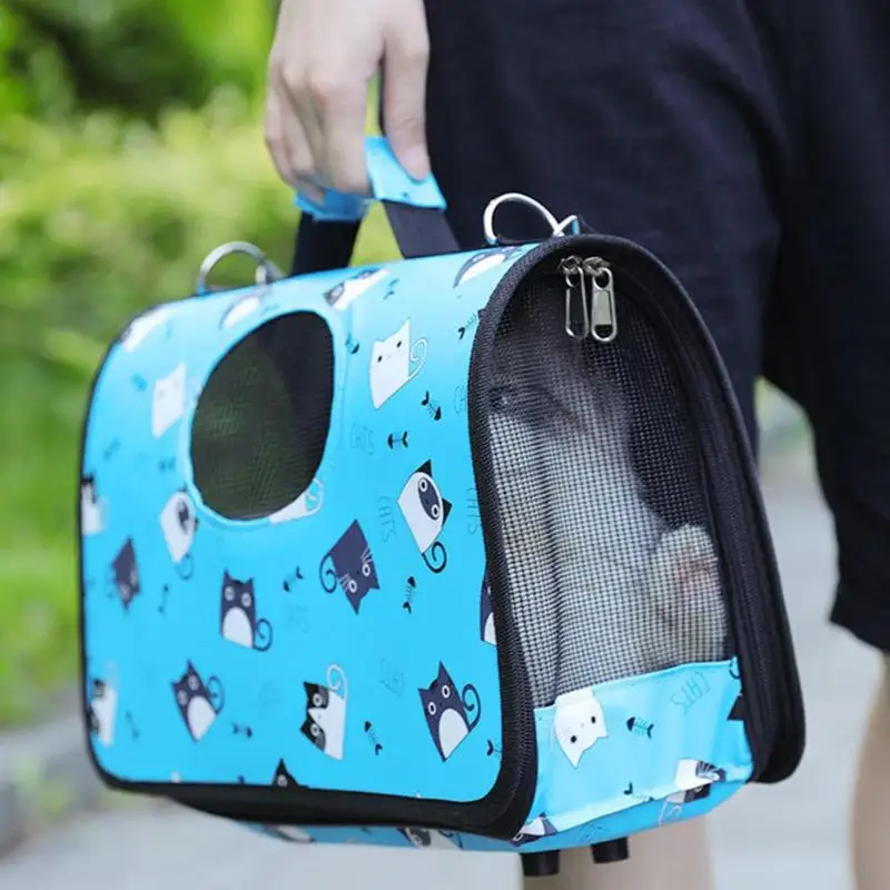 Portable Cartoon Pet Carrier Dogs Cats Outing Bag Foldable Shoulder Bags