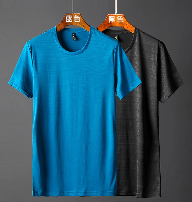 2018 new summer mercerized cotton t-shirt men's short-sleeved O neck ice silk trend Plain Black Blue Cool t-shirts Underwear men (15)