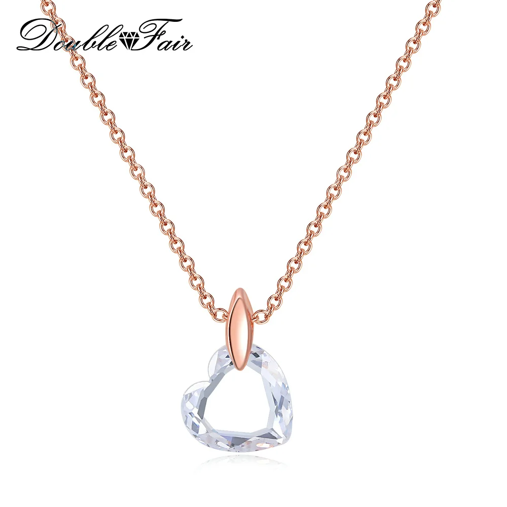 Модное маленькое ожерелье-чокер для женщин, цепочка из розового золота с кристаллами, маленькое сердце любви, ожерелье с подвеской на шею, богемное ювелирное изделие DFN126