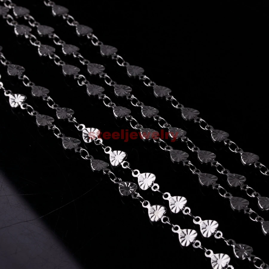 Оптом женские ювелирные изделия крепкая Серебряная цепочка со звеньями-сердечками 5 метров/10 метров/20 метров