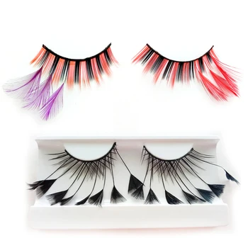 

Feather False Eyelashes Exaggerate Tail Lengthened Stage Art Form Soft Fake Eyelashes 100% Handmade Cotton Stems Fashion Lashes