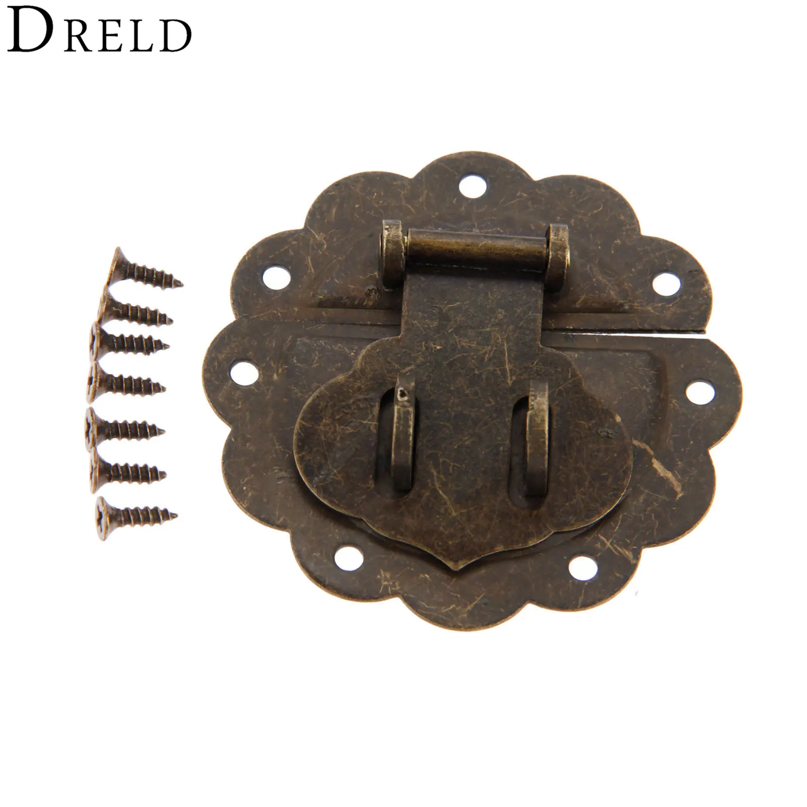 

DRELD 58mm Wood Box Hasp Drawer Latches Lock Catch for Jewelry Box Suitcase Buckle Clip Clasp Furniture Hardware Antique Bronze