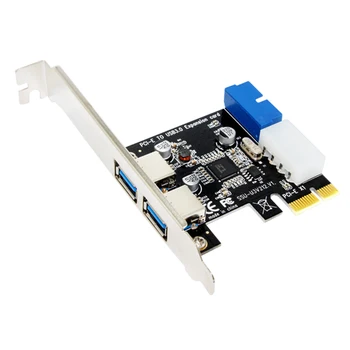 

Etmakit Hot Sale USB 3.0 PCI-E Expansion Card External 2 Port USB3.0 + Internal 19pin Header PCIe Card 4pin IDE Power Connector