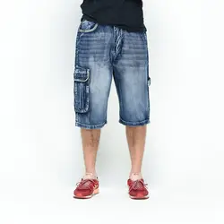 2019 классические мужские джинсовые короткие джинсы хип-хоп мульти с карманами мешковатый светло-синие джинсовые шорты плюс размер 40 42 44 46059-1