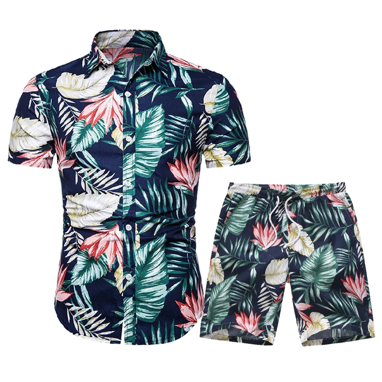 Новая летняя пара повседневных Гавайских пляжных костюмов - Цвет: T104
