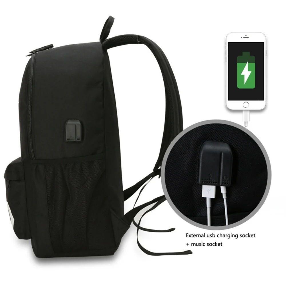 Светящиеся мужские рюкзаки унисекс водонепроницаемые аниме светящиеся школьные сумки для девочек Многофункциональный USB Компьютерный рюкзак для безопасности