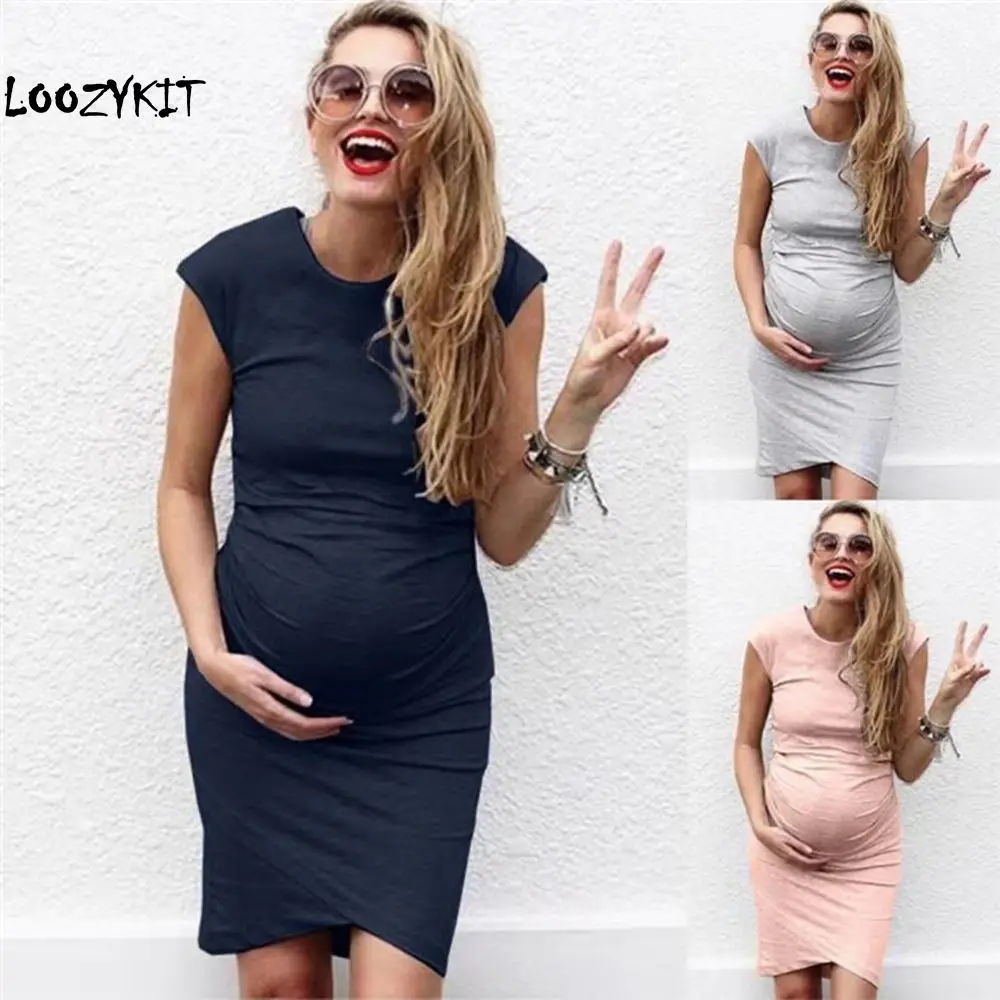 

Loozykit Pregnant Women Summer Sleeveless Dress Solid Cotton Dresses Breastfeeding Nursing Women Dresses Women's Tops Vestidos