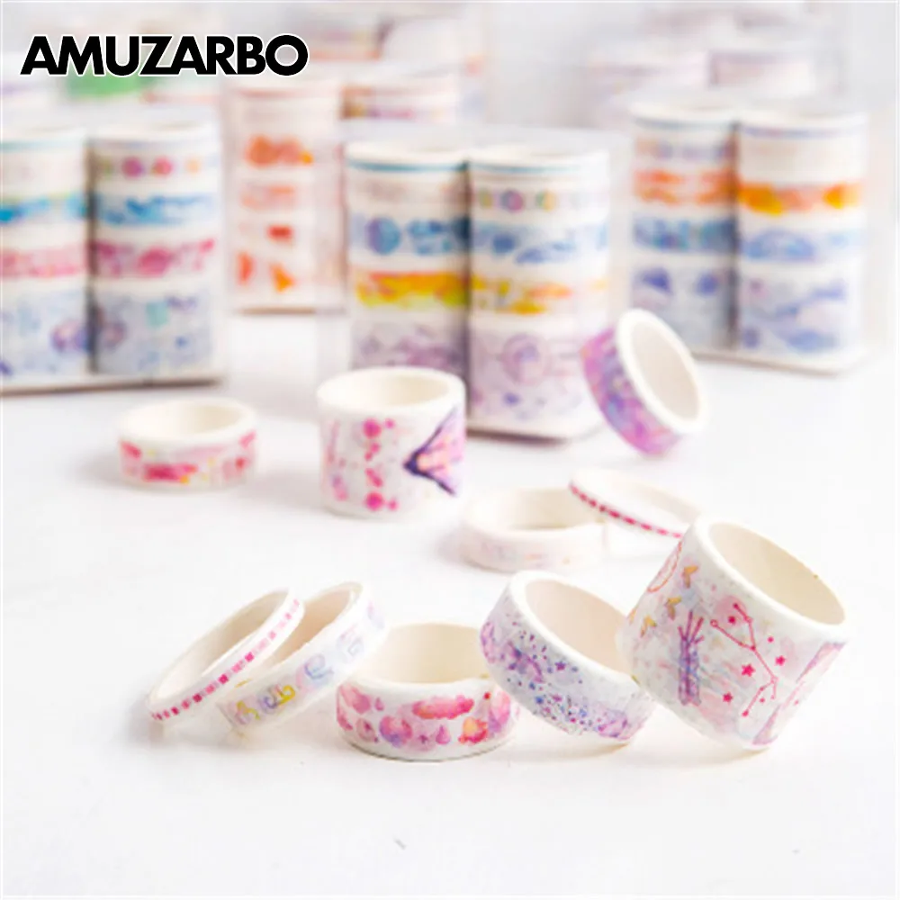 

10Pcs/pack Lovely Twelve Constellations Girl Universe Moon Washi Tape Scrapbooking Paper Masking Tapes Stationery Label Stickers