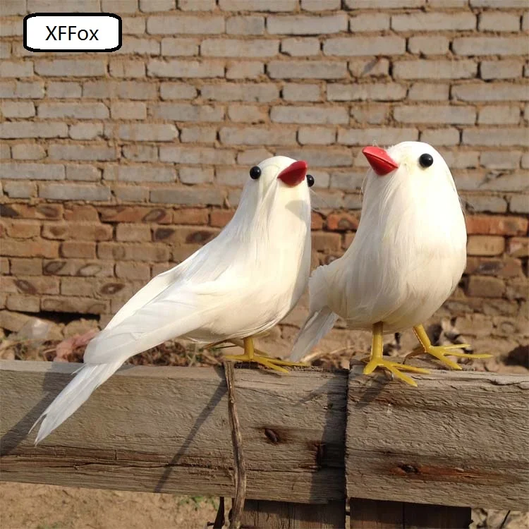 Пара реальной жизни белый голубь Модель Пена и перо милый маленький кукла-птичка