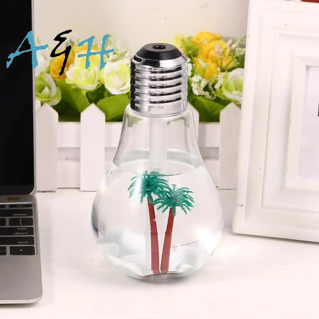 

Creative Bulb Shape Humidifier Mini Portable LED Lamp 7 Color Night Light USB Mute Air Diffuser Atomizer For Home Office