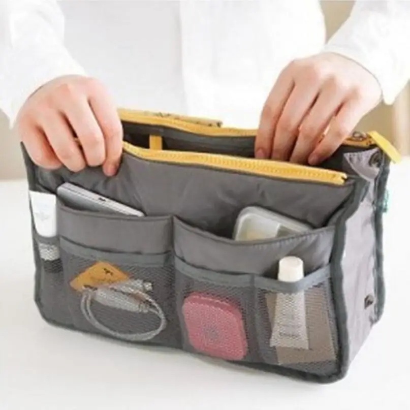 

2018 HOT Women Travel Insert Organizer Handbag Purse Large liner Lady Makeup Cosmetic Bag Travelling Bags Tote