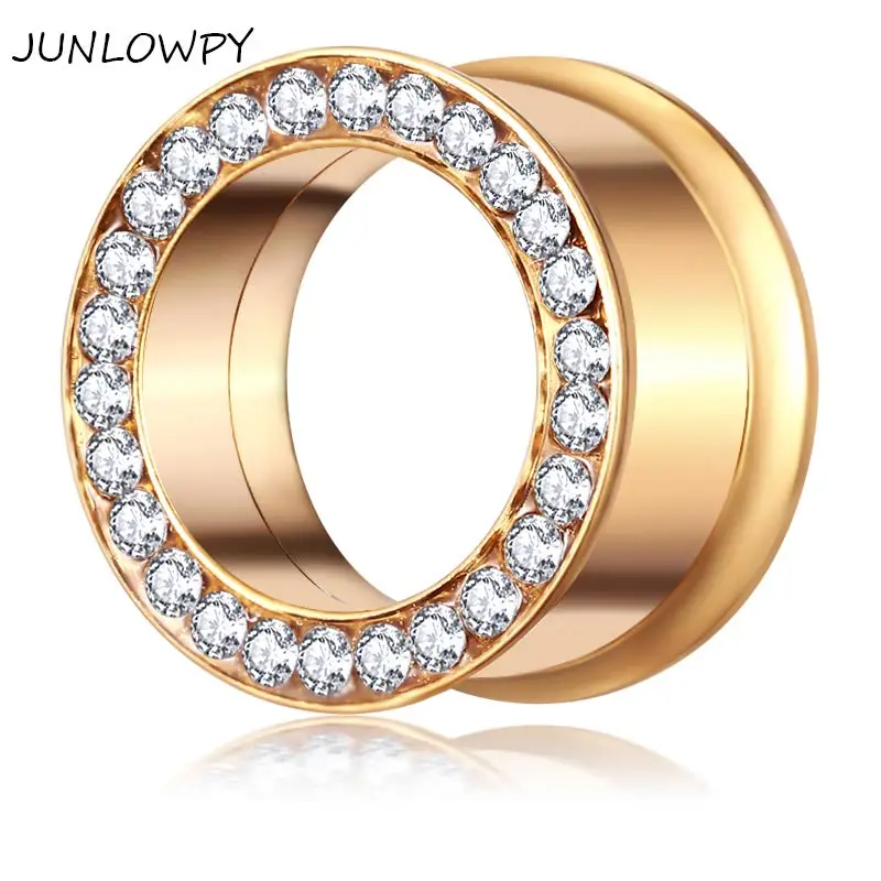 JUNLOWPY затычки для ушей 2 шт золотые двойные расклешенные ушные наконечники