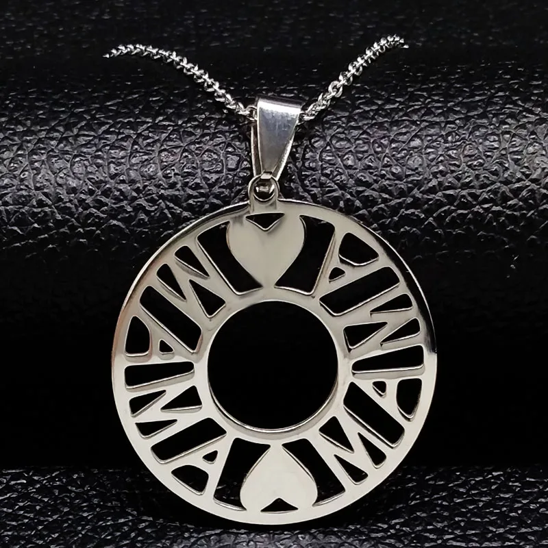 Модное женское ожерелье из нержавеющей стали, серебряное ожерелье с буквами, ювелирные изделия bisuteria mujer N1874 - Окраска металла: mama