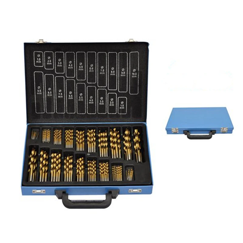 

170Pcs Titanium Drill Bit Set in Handy Metal Box HSS TI 118 Degree Drill Bits Tool for Workshop Vehicle Industry Crafts Workshop