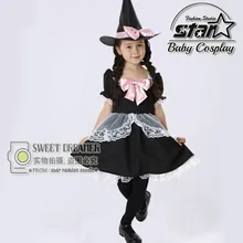 Cute Wizards Costume for Girl Kids Party Dresses Witch Costume Fancy Dress Harry Magician Party Performances