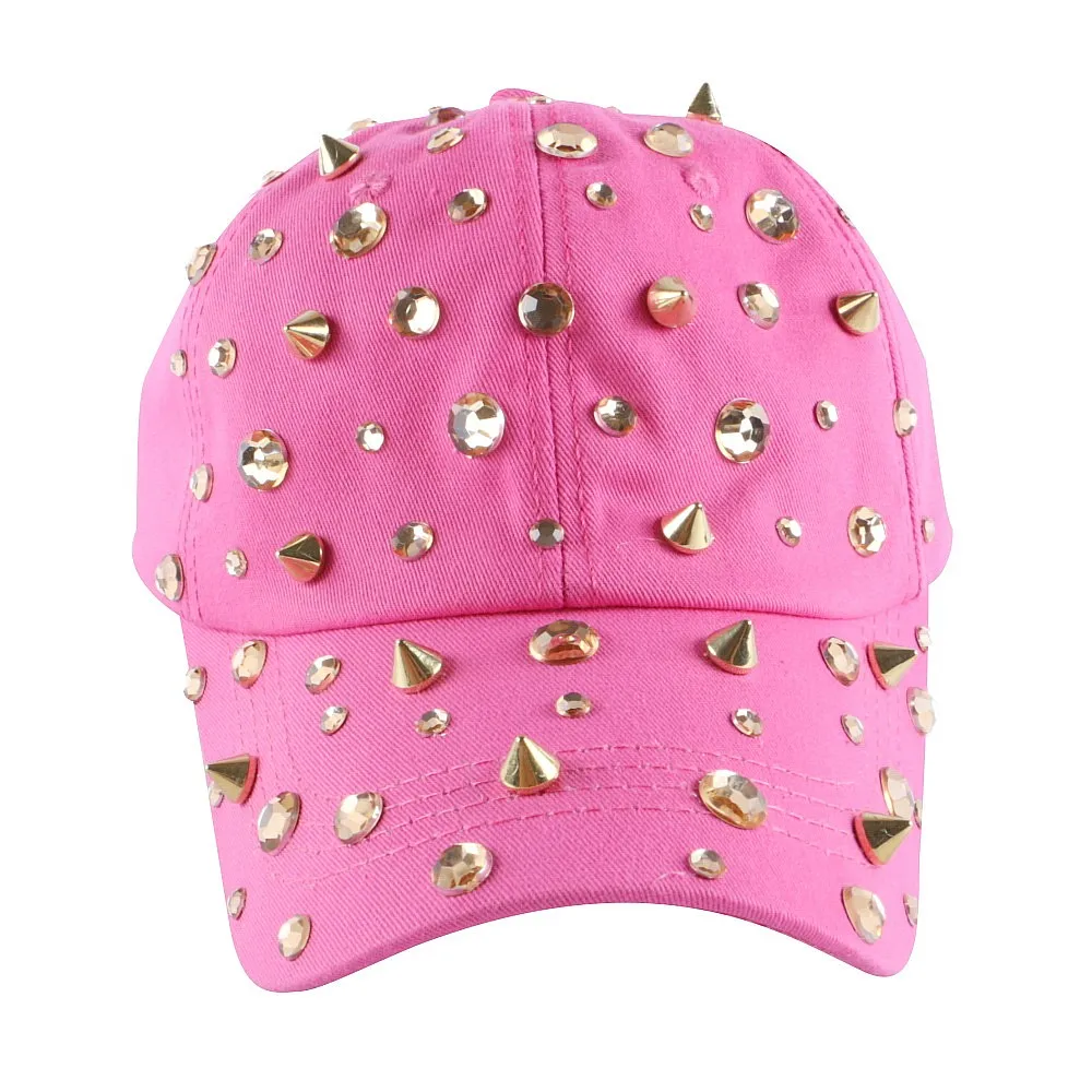 Лидер продаж Rhinestone Спайк шпильки в стиле хип-хоп Snapback шляпы для женщин Новинка для женщин Брендовые женские спортивные бейсболка Открытый