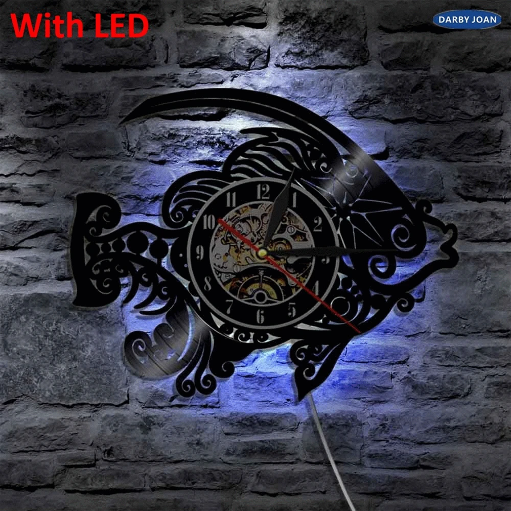 Gold Fish Decorative Wall Light With Color Changing Black Handmade Clock Unique Gift Idea For Best Friends | Дом и сад