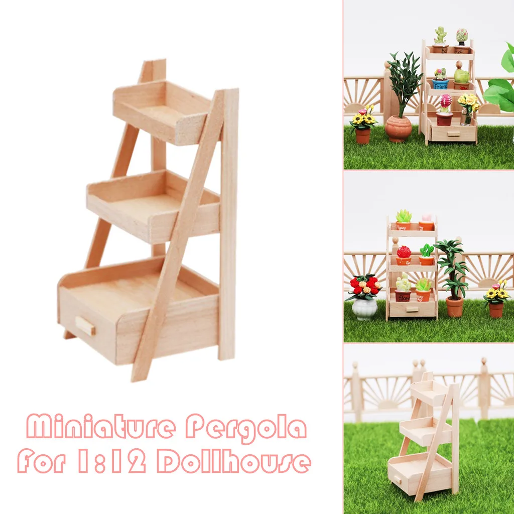 

Doll House Accessories Mini Dollhouse Furniture Miniature Wooden Pergola Jardiniere In Fairy Garden Playing House Decor Toys