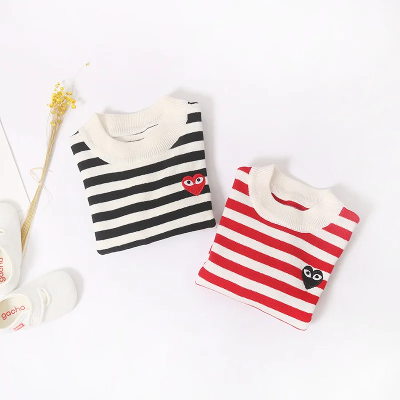 Online 2019 niños Sweatershirt a rayas niños suéteres ropa de punto para niña Casual lindo suéter para niñas niños Pullover para 1 5T