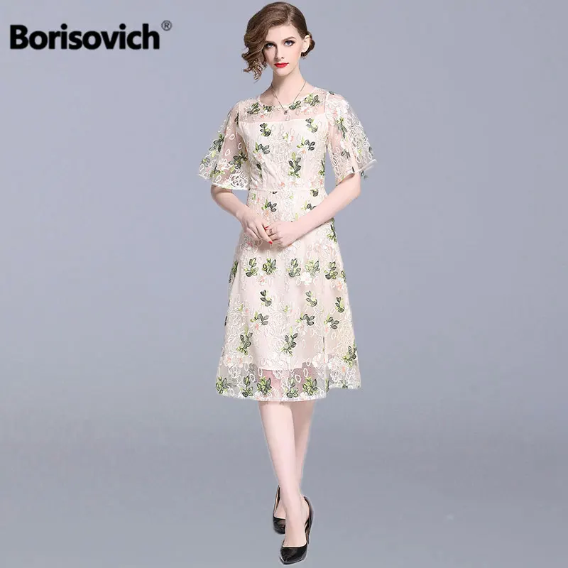 Женское вечернее платье Borisovich Элегантное повседневное до колена с цветочной