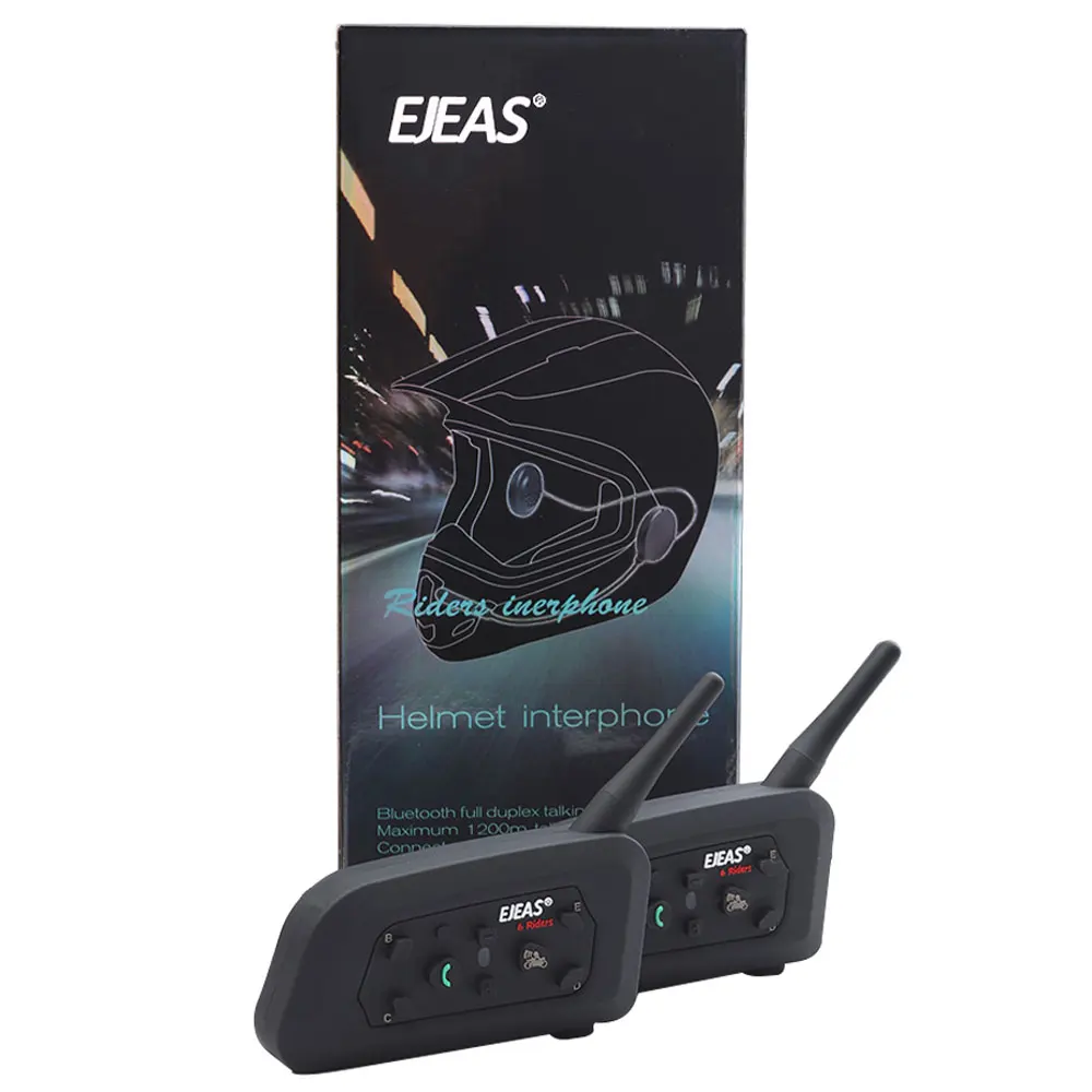 2 шт EJEAS V6 Pro Интерком мотоциклетный шлем Intercomunicador Bluetooth гарнитура Интерком 6 всадников 1200 м беспроводной BT домофон