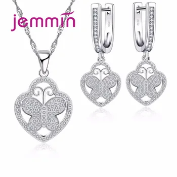 

Cute Butterfly Wedding Bridal Jewelry Sets S925 Sterling Silver Tiny CZ Pave Earrings Necklace Set for Women Jewelry Set
