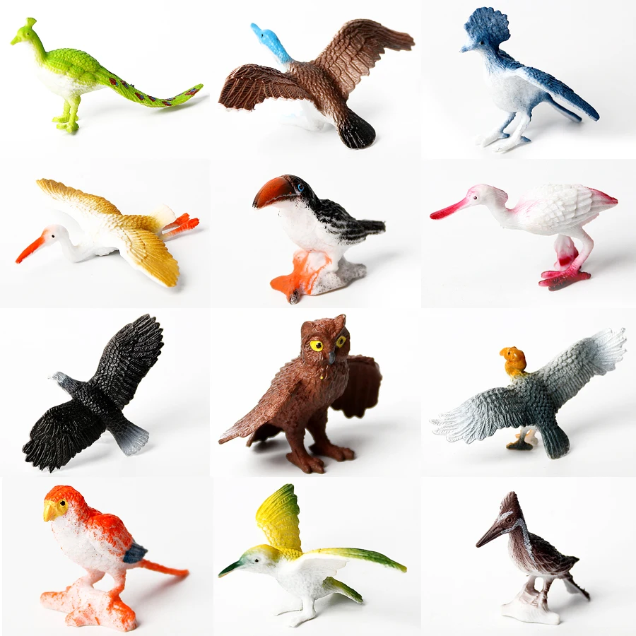 

12pcs Multi-color Birds Toys Plastic Model Bird Figures,Action Figure Bird Animal Simulation PVC Model Collection Toys For Kids