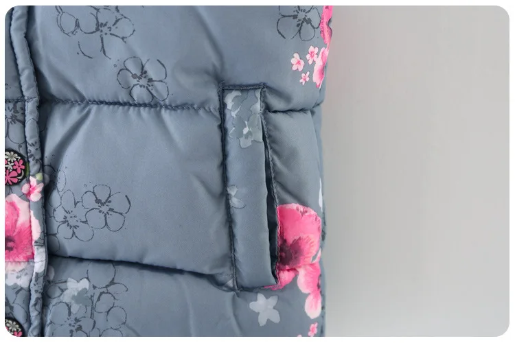 Girls Winter Turtleneck Thicken Vest Kids Floral Print Sleeveless Vest Children Clothes